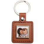 Ocadeau porte cl cuir brun carr