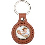 Ocadeau porte clé cuir brun rond Ocadeau porte clé cuir brun rond