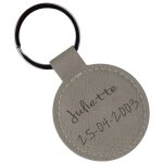 Ocadeau porte cle rond cuir beige gravé Ocadeau porte cle rond cuir beige gravé