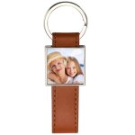 Ocadeau porte clef cuir brun long carr