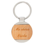 Ocadeau porte clef rond bois grav