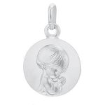 Augis mdaille ange agenouill 14mm (or blanc)