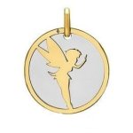 Augis medaille fée clochette (or jaune et acier gris) Augis medaille fée clochette (or jaune et acier gris)
