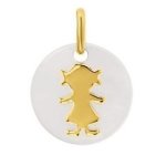 Augis m�daille nacre fille (or jaune)