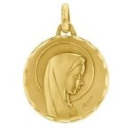 Augis mdaille vierge aureole cisele (or jaune)