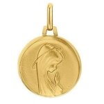 Augis mdaille vierge en prire aurole (or jaune 9k)