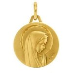 Augis mdaille vierge profil droit en prire cisele (or jaune)