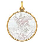 Manufacture mayaud mdaille archange saint - michel or jaune et nacre