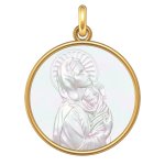 Manufacture mayaud medaille bapteme vierge � l'enfant - or et nacre