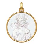 Manufacture mayaud m�daille christ  j�sus est mon berger  or jaune et nacre