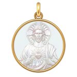 Manufacture mayaud m�daille le christ - sacr� coeur or jaune et nacre