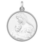 Manufacture mayaud mdaille vierge  l'enfant et l'agneau (argent & nacre)