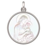 Manufacture mayaud mdaille vierge  l'enfant (argent & nacre)