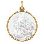 Manufacture mayaud mdaille vierge  l'enfant - or & nacre