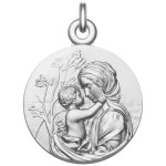 Manufacture mayaud mdaille vierge  l'enfant  le regard  (argent)
