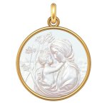 Manufacture mayaud mdaille vierge  l'enfant  le regard  or jaune et nacre