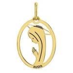 Mdaille augis vierge aurole ajoure ovale (or jaune)