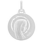 Mdaille augis vierge profil droit cisele (or blanc)