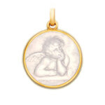 Mdaille becker ange raphael en nacre