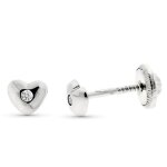 Orfva boucles d'oreilles coeur diamant (or blanc 9k)