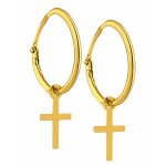Orféva boucles d'oreilles créoles croix en or jaune 9k Orféva boucles d'oreilles créoles croix en or jaune 9k