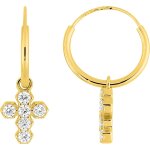 Orféva boucles d'oreilles créoles croix oxydes en or jaune 9k Orféva boucles d'oreilles créoles croix oxydes en or jaune 9k