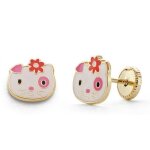 Orfva boucles d'oreilles hello kittie en or jaune 9k