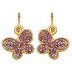 Orfva boucles d'oreilles papillon paillette rose en or jaune 9k