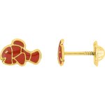 Orf�va boucles d'oreilles poisson rouge en or jaune 9k