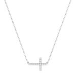 Orfva collier croix couche oxydes de zirconium or blanc 9k