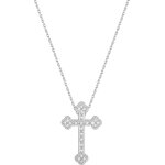 Orfva collier croix diamants or blanc