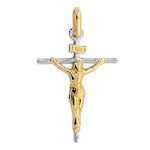 Orfva croix christ bicolore or jaune & blanc
