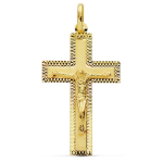 Orfva croix christ bords cisels or jaune 9k