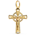 Orf�va croix et christ facett�e or jaune