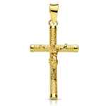 Orfva croix christ tube diamante or jaune 9k