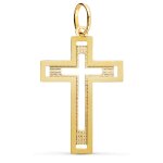 Orf�va croix facett�e et mate en or jaune