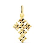 Orf�va croix multi facett�e en or jaune