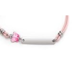 Orfva gourmette bb papillon rose cordon rose argent massif