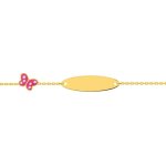 Orf�va gourmette b�b� papillon rose en or jaune