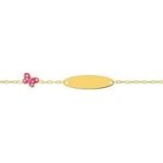 Orf�va gourmette b�b� papillon rose (or jaune 9k)