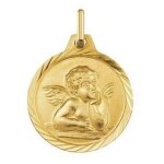 Orfva mdaille ange bord tourn or jaune 9k