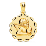 Orfva mdaille ange bords travaills or jaune 9k