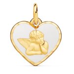 Orfva mdaille ange coeur email blanc en or jaune