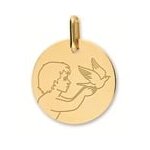 Orfva mdaille ange et l'envol de la colombe en or jaune 9k