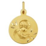 Orf�va m�daille ange � l'�toile cisel�e (or jaune)