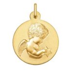 Orfva mdaille ange  l'toile en or jaune 9k