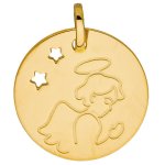 Orfva mdaille ange garon  l'toile (or jaune 9k)