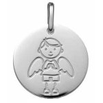 Orfva mdaille ange gardien garon (or blanc 9k)