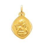 Orfva mdaille ange losange cisel en plaqu or