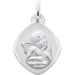 Orfva mdaille ange losange en or blanc